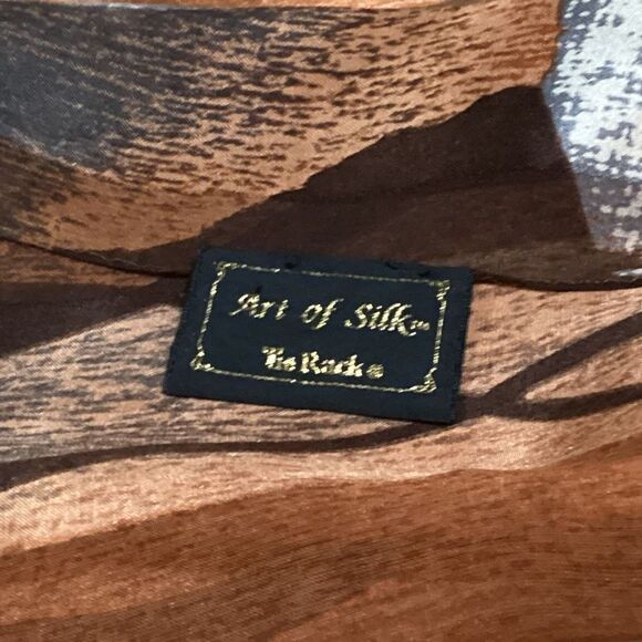 Vintage Striped Floral Art of Silk by Tie Rack 100% Silk Scarf - Picture 9 of 11